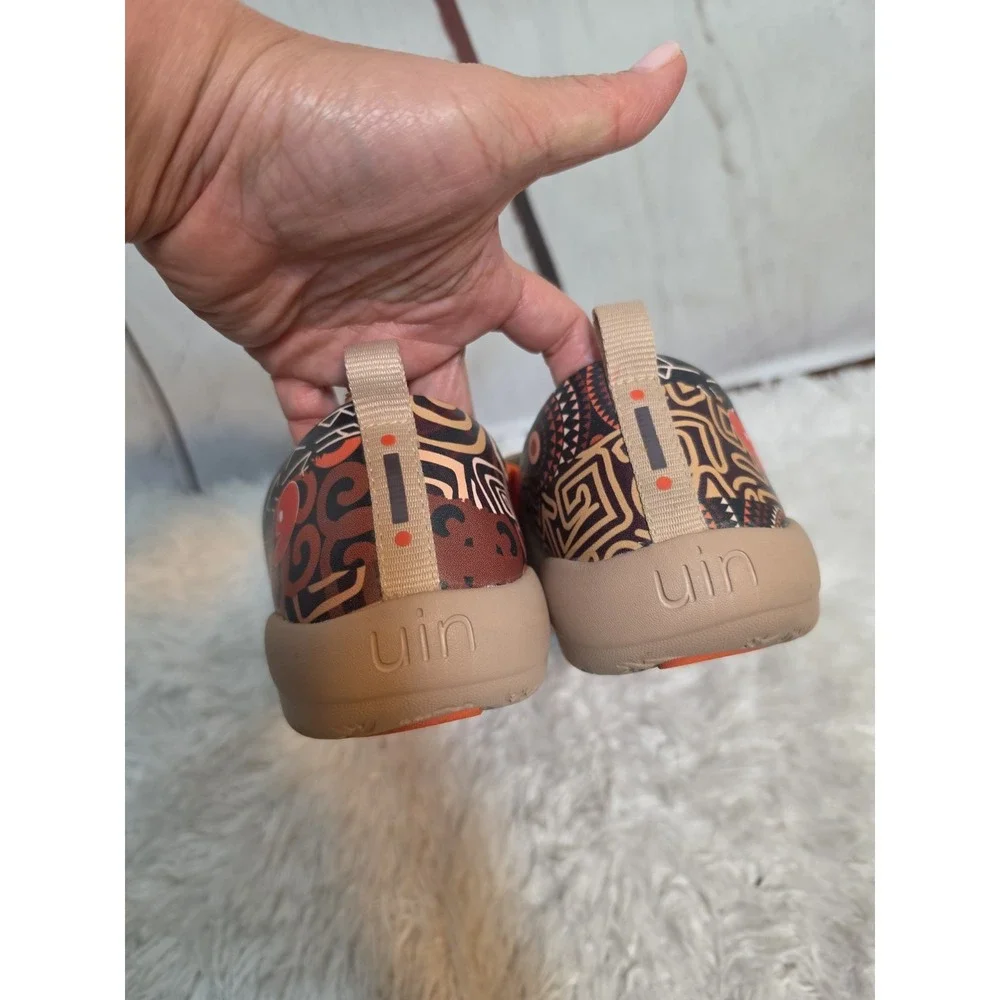 UIN Mens Tribal Geometric Canvas Slip On Travel Shoes Loafers Multi M1101467